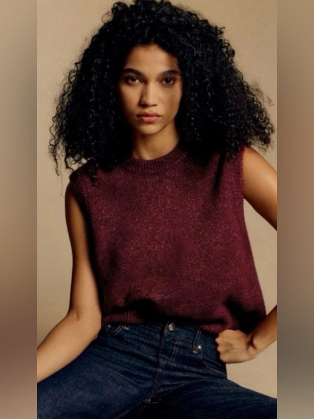 Sezane Samuel vest in burgundy